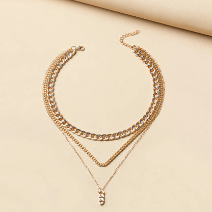 Metal Thick Chain Small Twist Three-layer Necklace