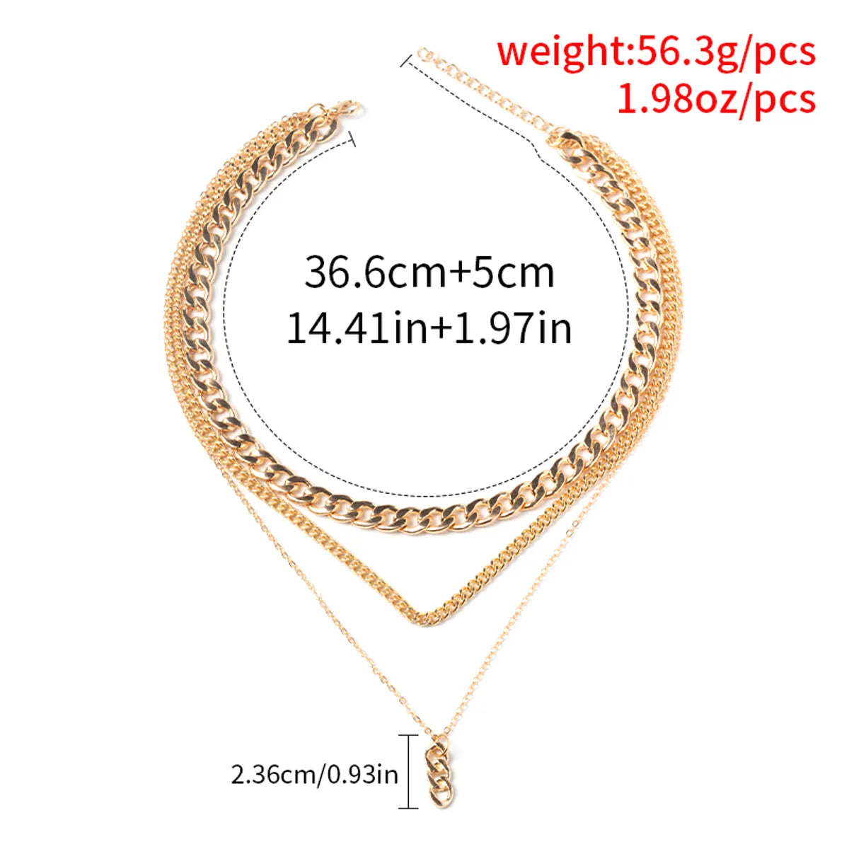 Metal Thick Chain Small Twist Three-layer Necklace