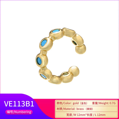 Micro-Inlaid Color Zircon Geometric Simple Ear Clip Wholesale Jewelry Nihaojewelry