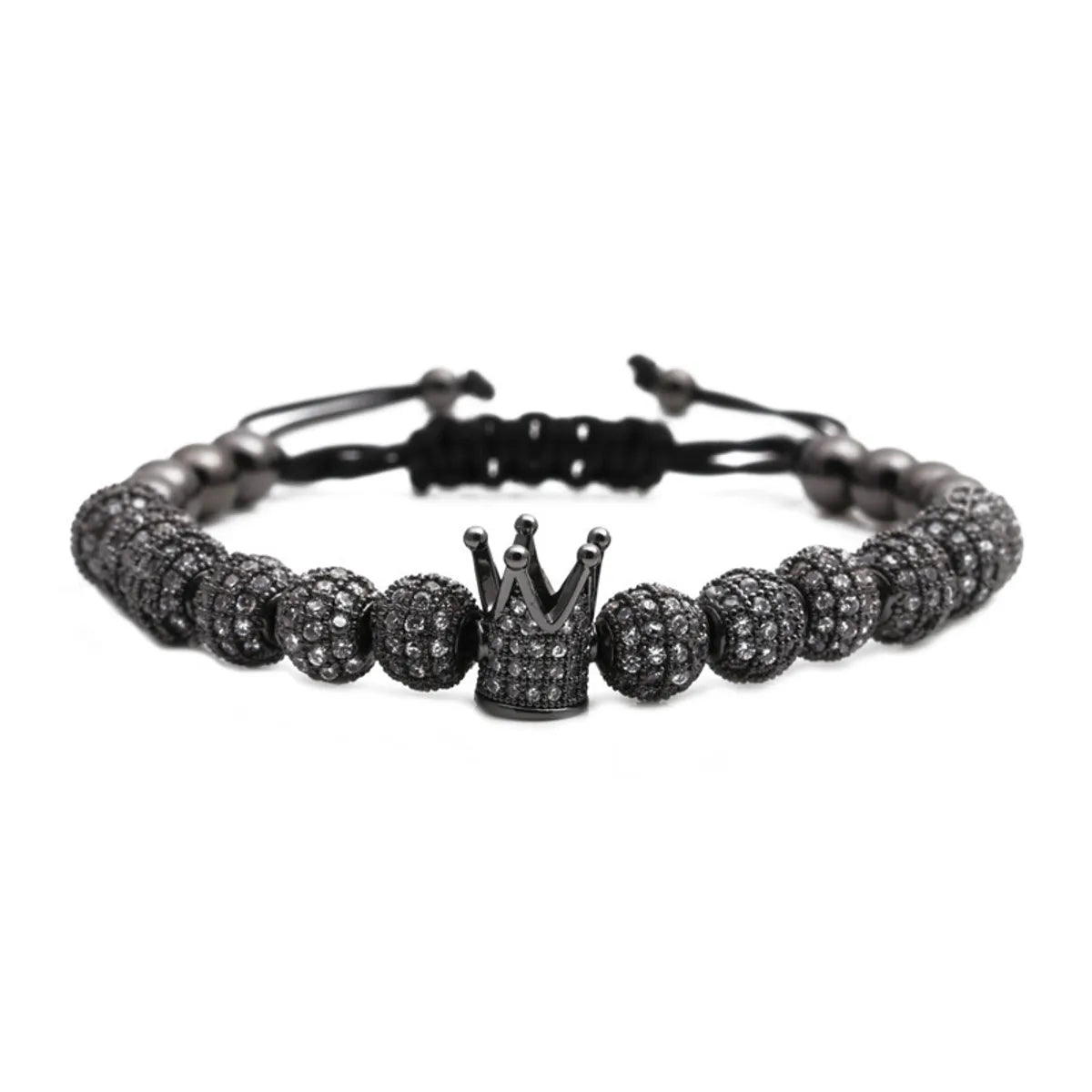 Micro-inlaid Zircon Diamond Ball Crown Woven Adjustable Bracelet