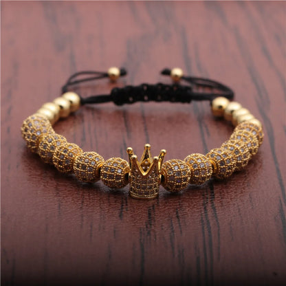 Micro-inlaid Zircon Diamond Ball Crown Woven Adjustable Bracelet