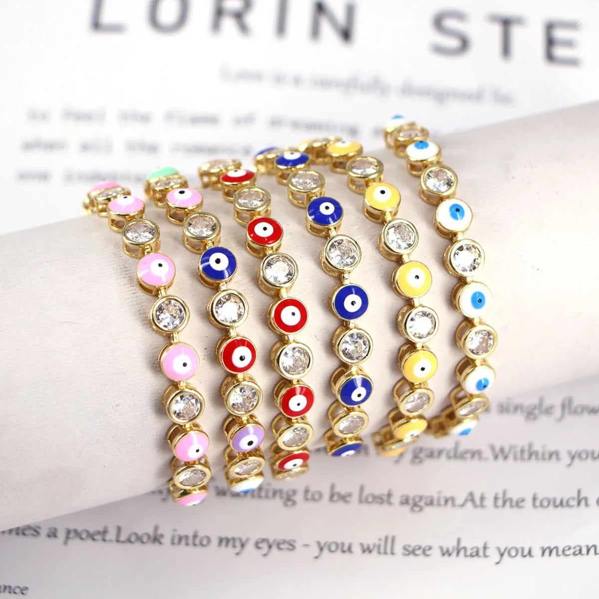 Micro-inlaid Zircon Oil Dripping Eye Round Geometric Bracelet