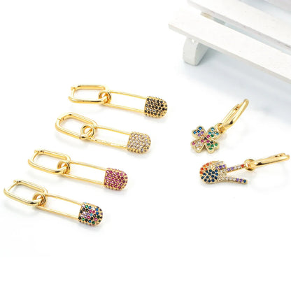 Micro-inlaid Zircon Rainbow Bridge Earrings