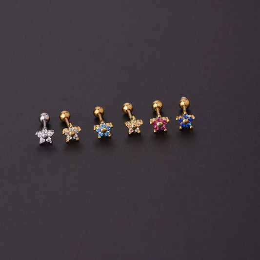 Simple Style Flower Stainless Steel Artificial Gemstones Earrings Ear Studs