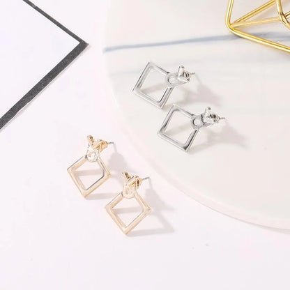 Minimal Geometric Hollow Rhinestone Stud Earrings Nhdp147176