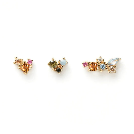 Simple Style Geometric Copper Plating Zircon Ear Studs 1 Pair