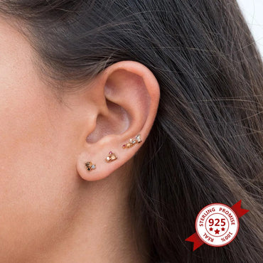 Simple Style Geometric Copper Plating Zircon Ear Studs 1 Pair