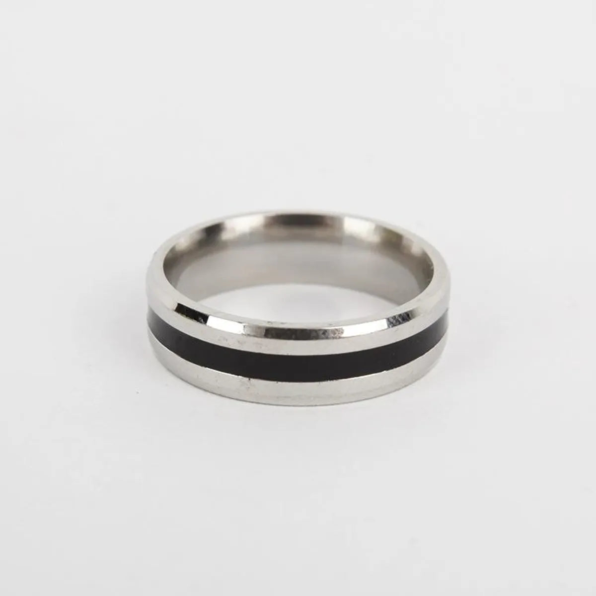 Mirror Double Beveled Titanium Steel Ring Nhtp143472