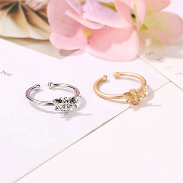 Models Ring Creative Small Bee Simple Ring Personality Sub-Gold Opening Animal Ring Wholesale