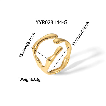 Modern Style African Style Solid Color Stainless Steel Plating 18k Gold Plated Open Rings