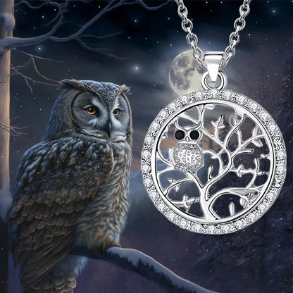 Modern Style Artistic Cool Style Owl Life Tree Alloy Inlay Rhinestones Unisex Pendant Necklace