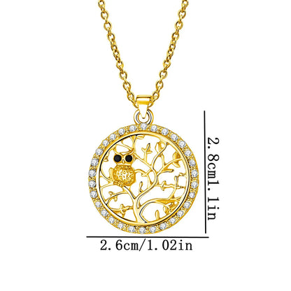 Modern Style Artistic Cool Style Owl Life Tree Alloy Inlay Rhinestones Unisex Pendant Necklace