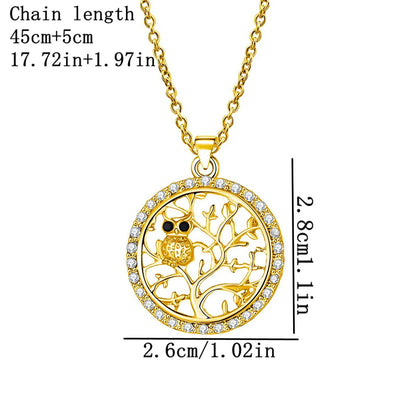 Modern Style Artistic Cool Style Owl Life Tree Alloy Inlay Rhinestones Unisex Pendant Necklace