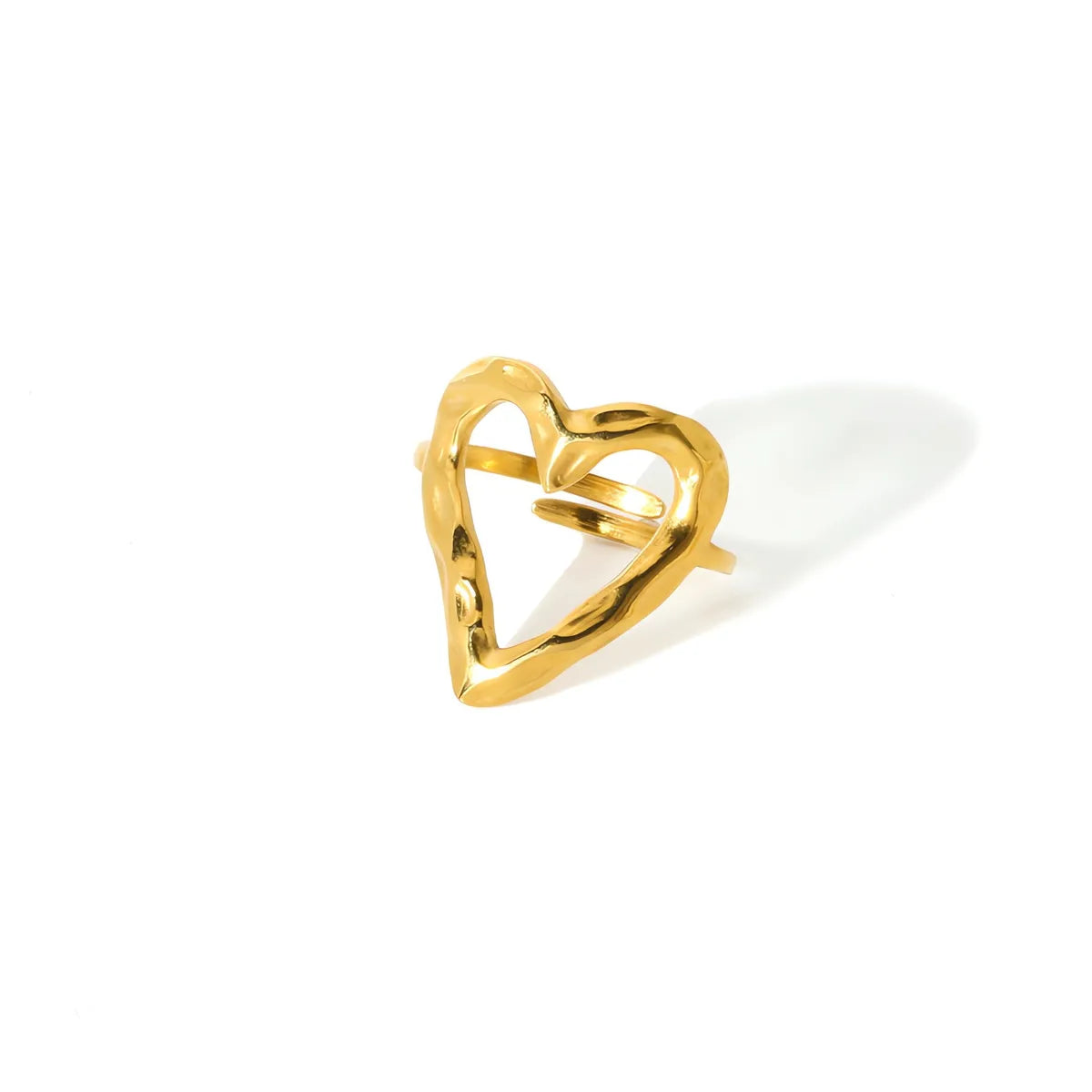 Modern Style Artistic Heart Shape Snake Titanium Steel Open Ring In Bulk