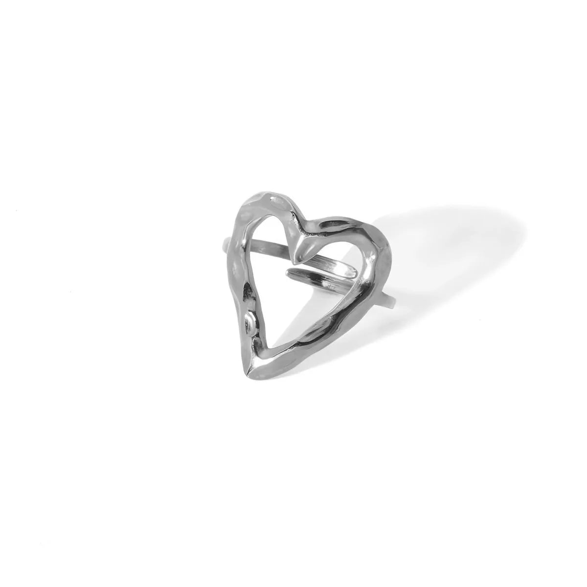 Modern Style Artistic Heart Shape Snake Titanium Steel Open Ring In Bulk