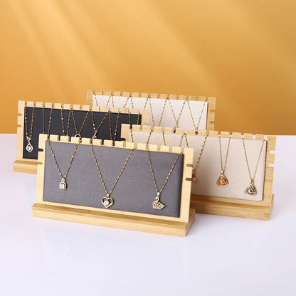 Modern Style Artistic L-Shaped Plate Bamboo Wood Flannel Patchwork Jewelry Display Jewelry Rack