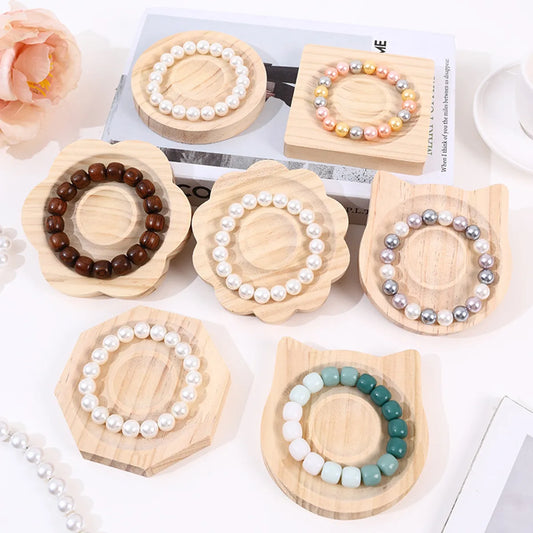 Modern Style Artistic Round Solid Wood Patchwork Jewelry Display Jewelry Rack