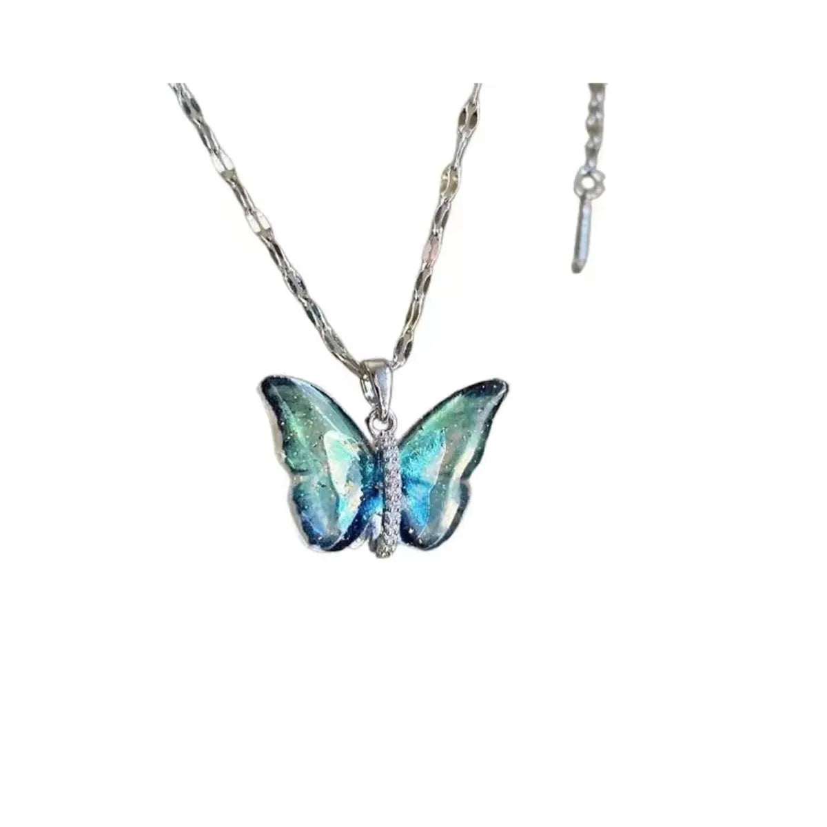 Modern Style Butterfly Alloy Titanium Steel Plating Pendant Necklace