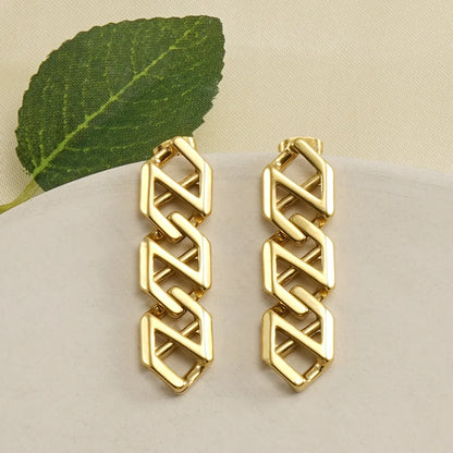 Modern Style Chain Stainless Steel Plating 18k Gold Plated Drop Earrings