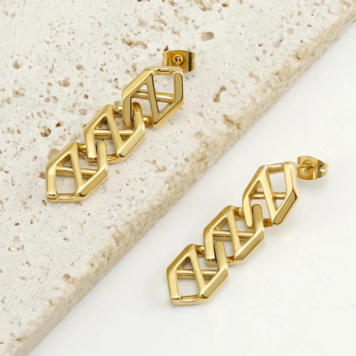 Modern Style Chain Stainless Steel Plating 18k Gold Plated Drop Earrings