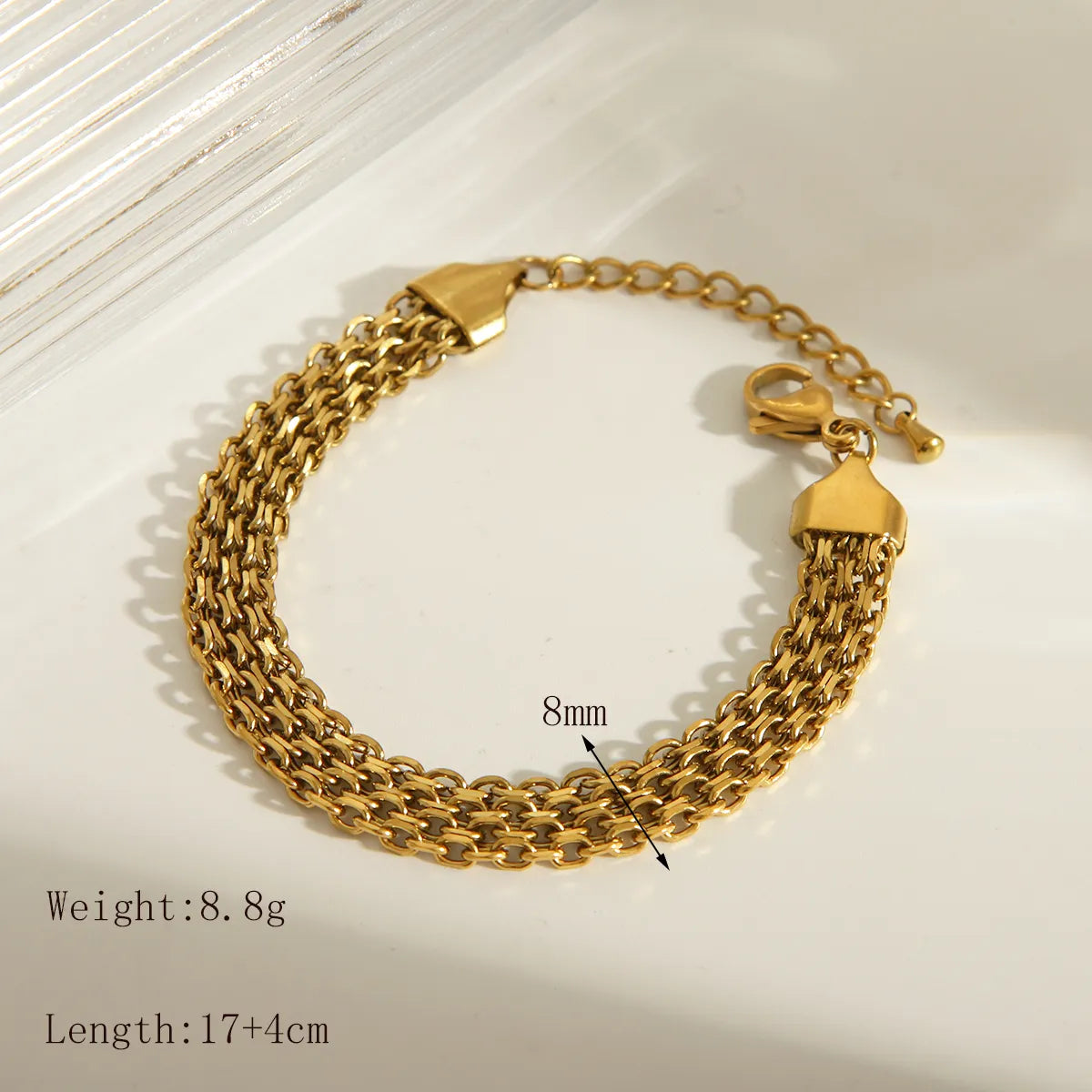 Modern Style Classic Style Commute Solid Color 304 Stainless Steel 18K Gold Plated Bracelets In Bulk