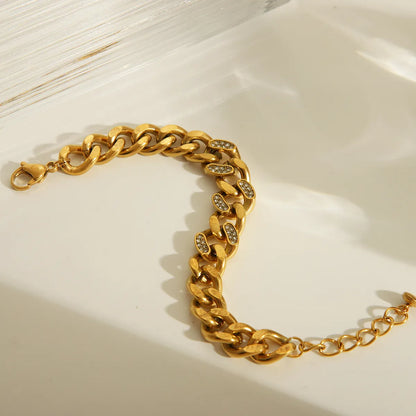 Modern Style Classic Style Commute Solid Color 304 Stainless Steel 18K Gold Plated Bracelets In Bulk