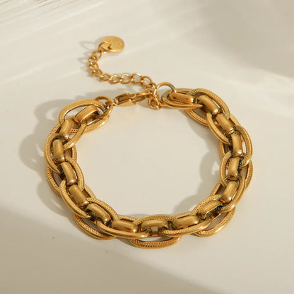 Modern Style Classic Style Commute Solid Color 304 Stainless Steel 18K Gold Plated Bracelets In Bulk