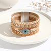 Modern Style Classic Style Devil'S Eye Pu Leather Plating Inlay Rhinestones Women'S Bangle