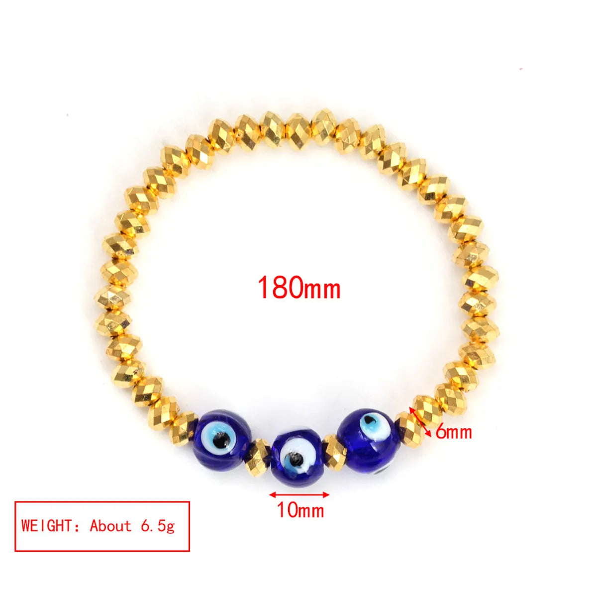 Modern Style Classic Style Geometric Devil'S Eye Glass Rope Copper Wholesale Bracelets