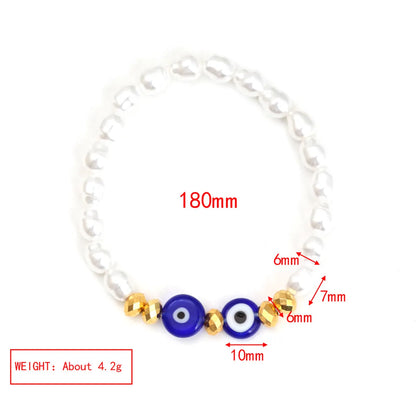 Modern Style Classic Style Geometric Devil'S Eye Glass Rope Copper Wholesale Bracelets