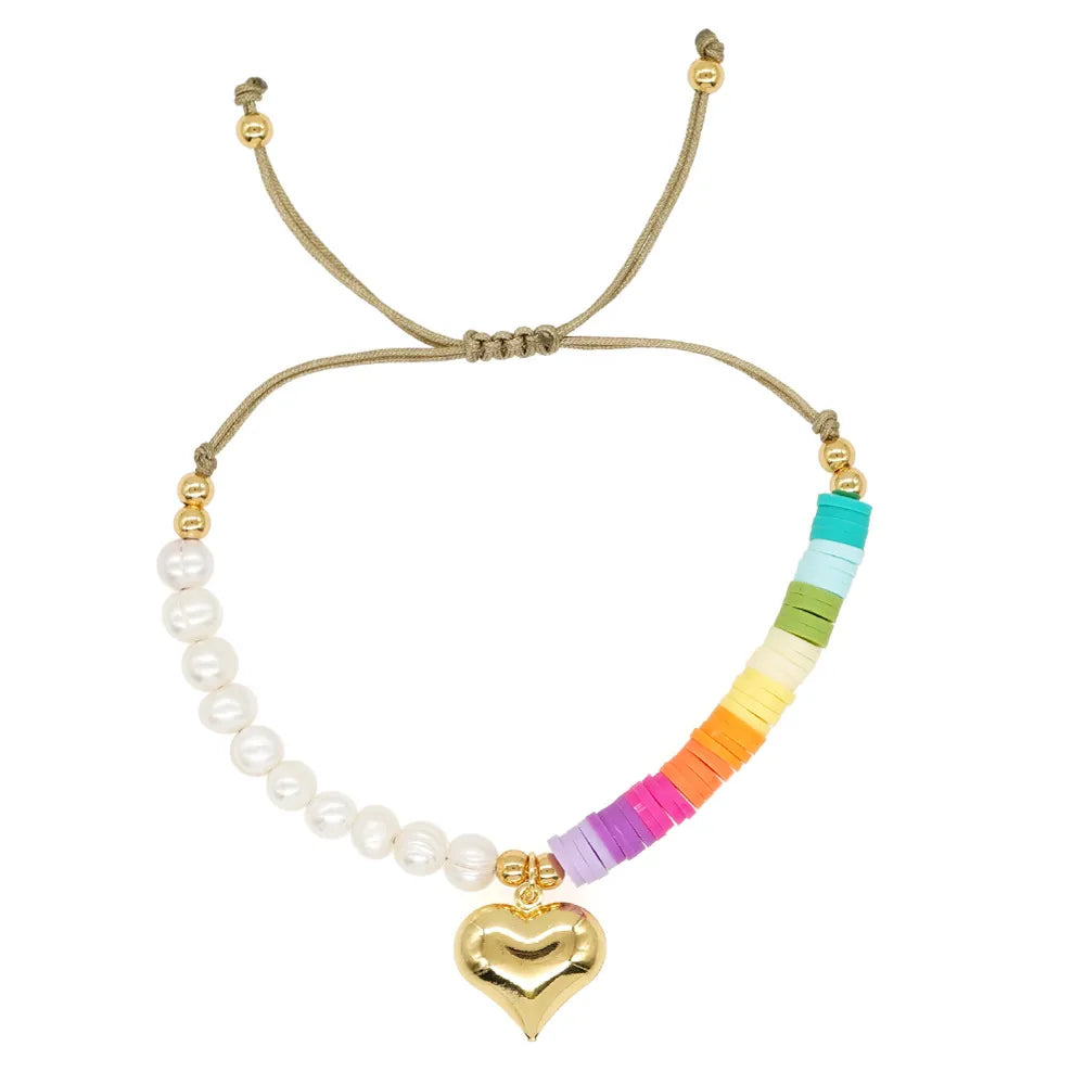 Modern Style Classic Style Geometric Heart Shape Mixed Materials Soft Clay Women'S Bracelets