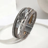 Modern Style Classic Style Geometric Pu Leather Beaded Inlay Artificial Crystal Zircon Women'S Bangle