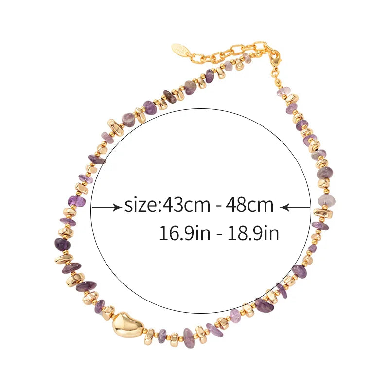 Modern Style Classic Style Irregular Round Natural Stone Copper Necklace In Bulk