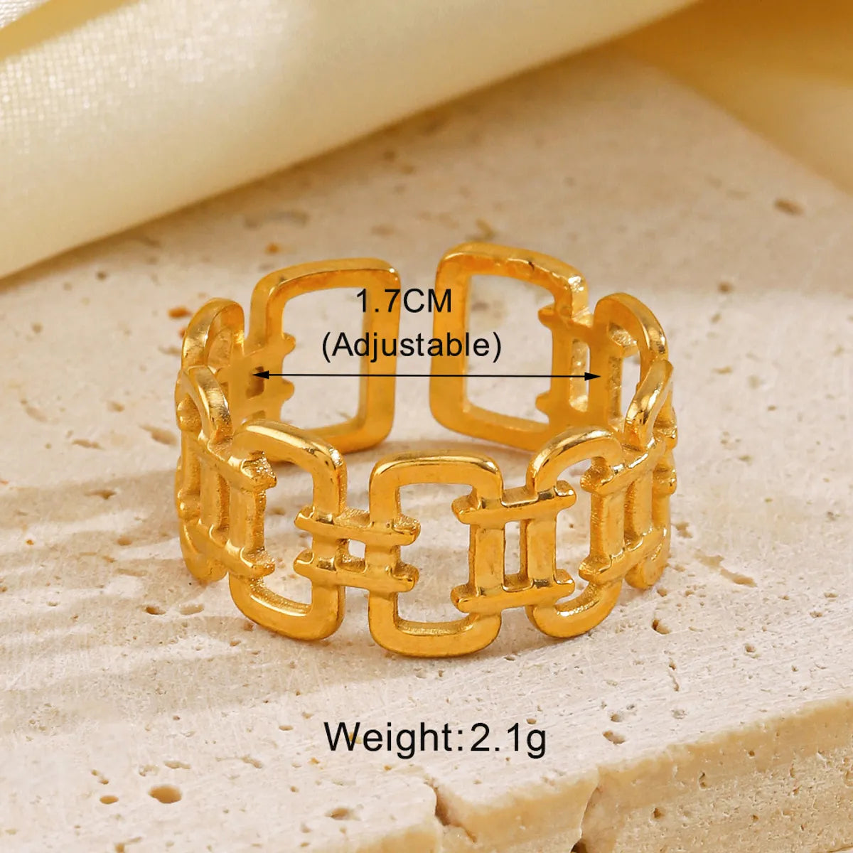 Modern Style Classic Style Leaves Heart Shape 304 Stainless Steel 18K Gold Plated Open Rings In Bulk