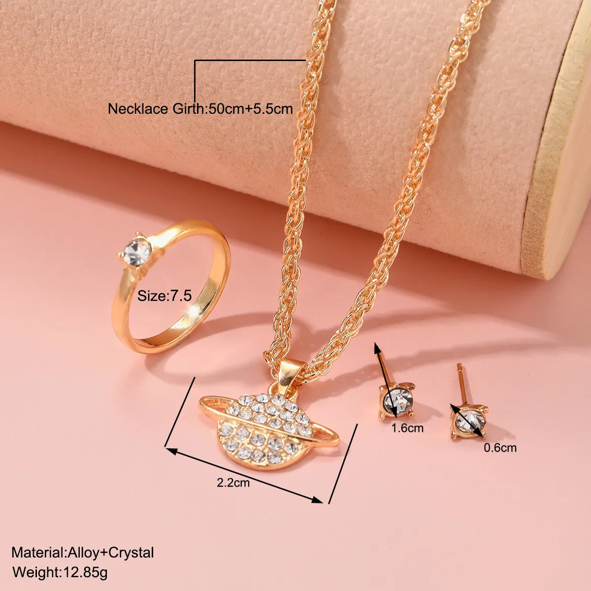 Modern Style Classic Style Planet Alloy Plating Artificial Crystal Women'S Rings Earrings Necklace