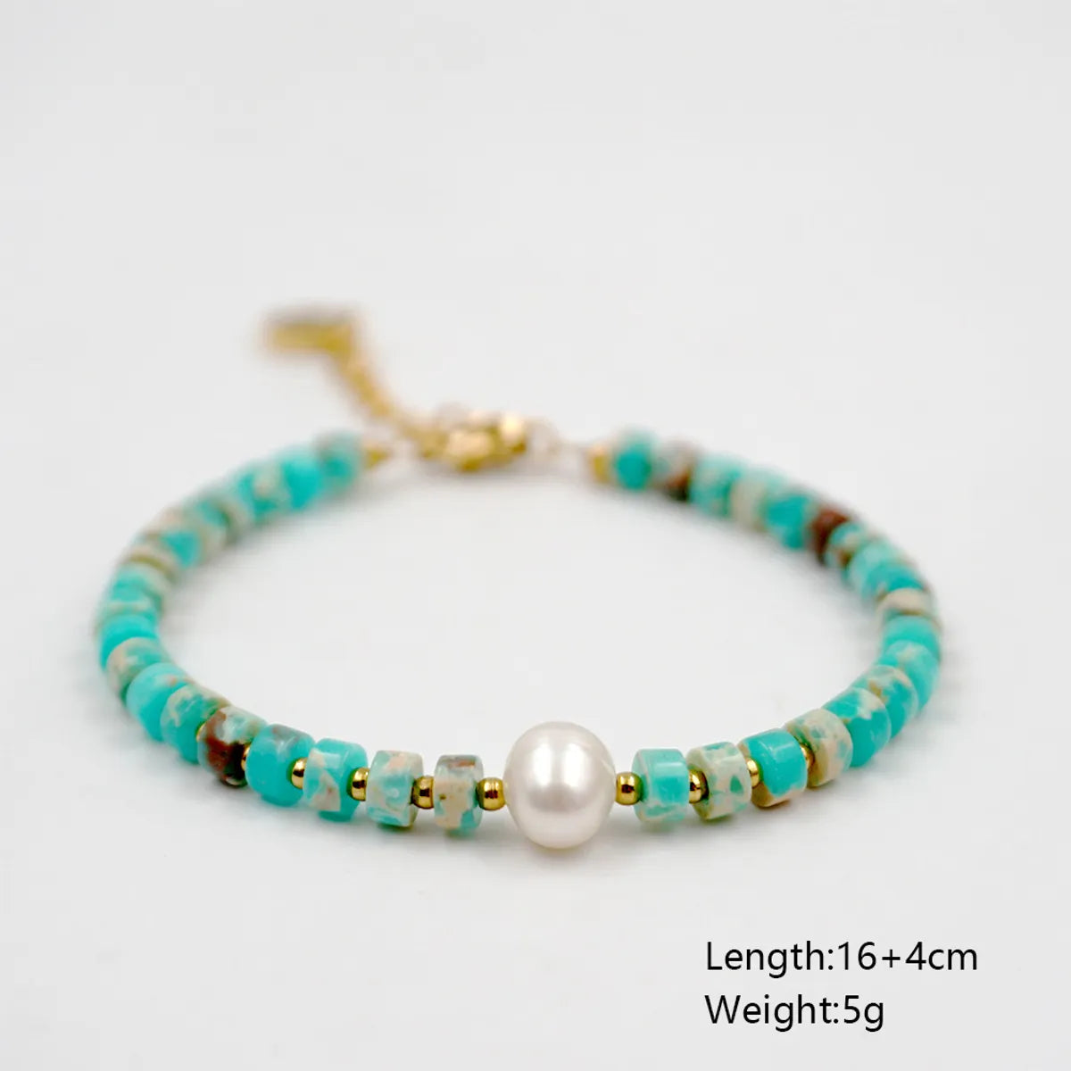 Modern Style Classic Style Round Natural Stone Freshwater Pearl Titanium Steel Gold Plated Bracelets In Bulk