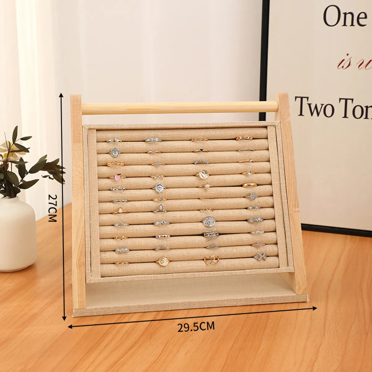 Modern Style Classic Style Solid Color Bamboo Wood Linen Jewelry Rack