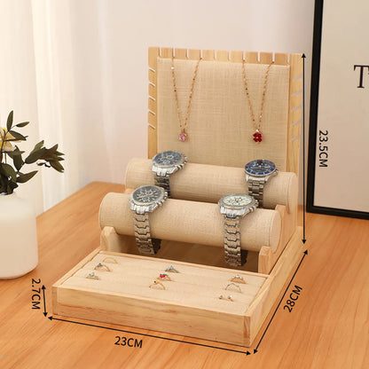 Modern Style Classic Style Solid Color Bamboo Wood Linen Jewelry Rack