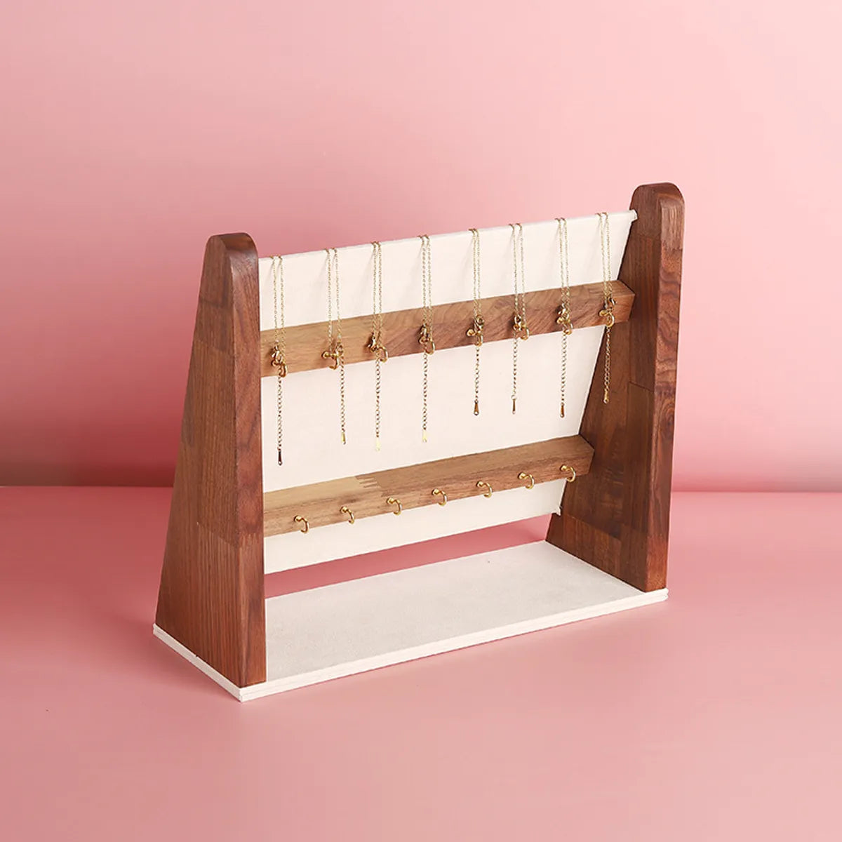 Modern Style Classic Style Triangle Bevel Flannel Walnut Patchwork Jewelry Display Jewelry Rack