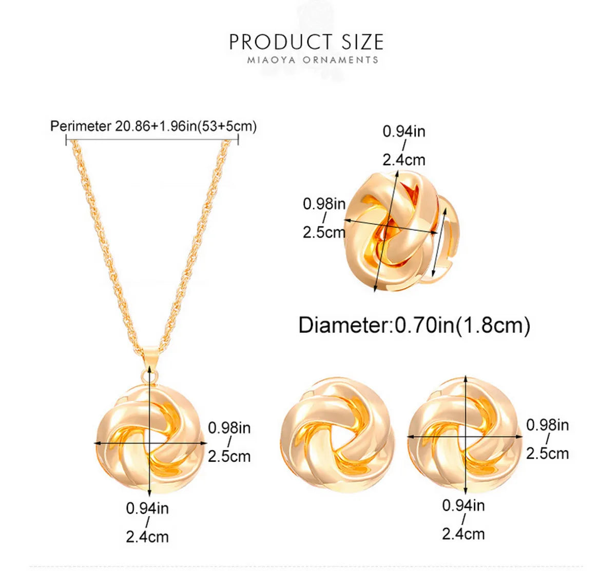 Modern Style Classic Style Twist Alloy Plating Women'S Rings Earrings Necklace