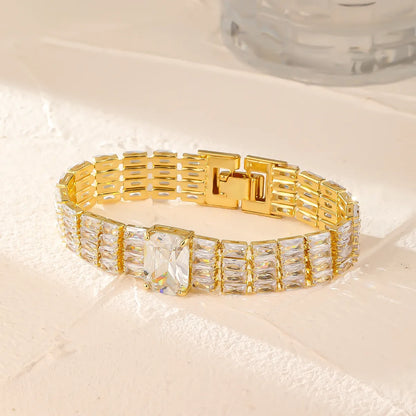 Modern Style Colorful Copper Plating Inlay Zircon White Gold Plated Gold Plated Bracelets