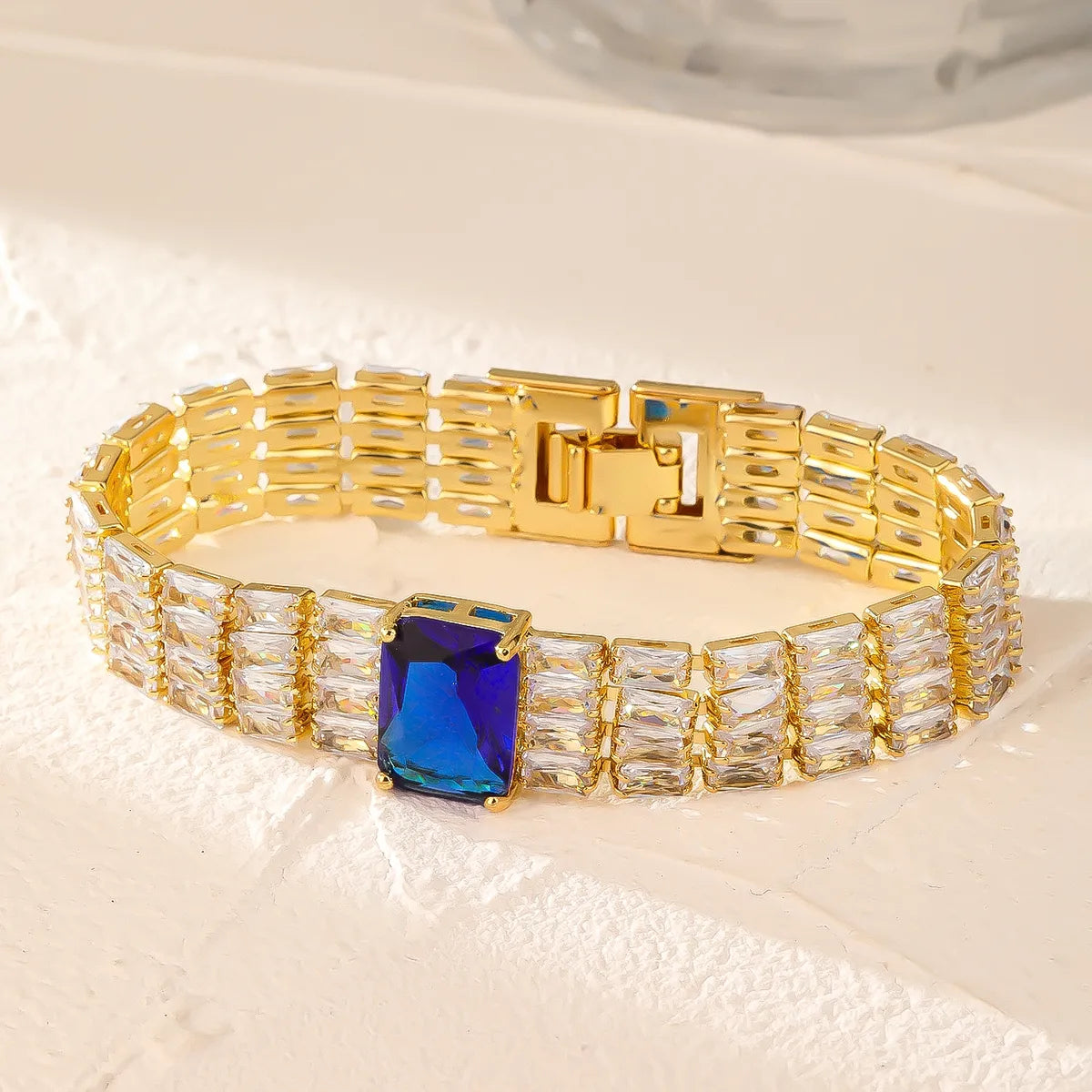 Modern Style Colorful Copper Plating Inlay Zircon White Gold Plated Gold Plated Bracelets