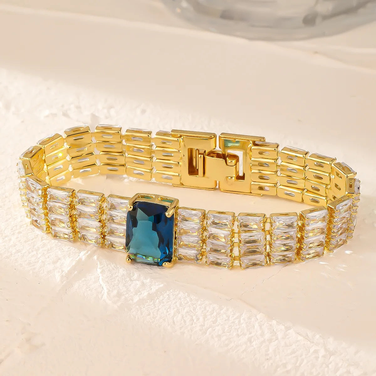 Modern Style Colorful Copper Plating Inlay Zircon White Gold Plated Gold Plated Bracelets