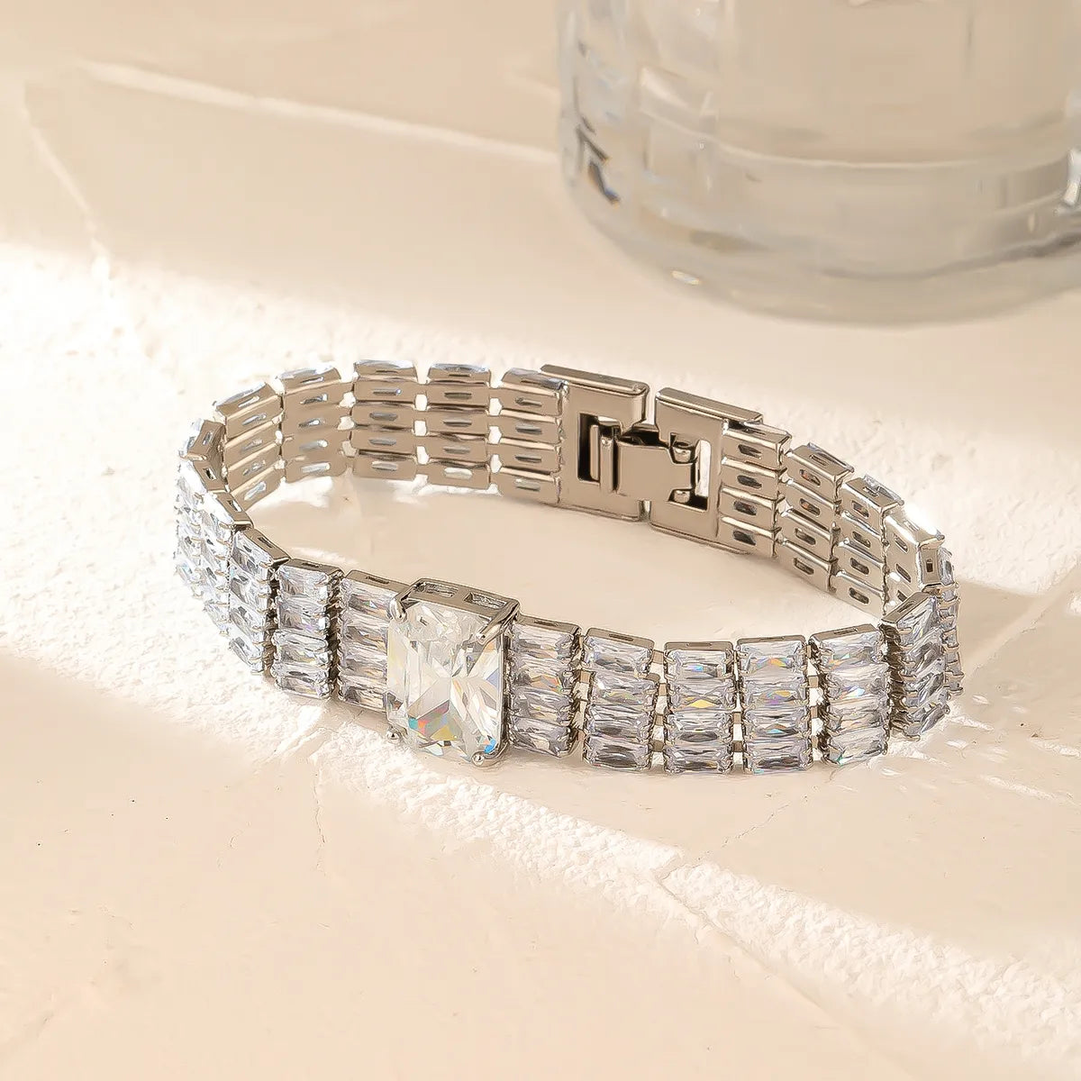 Modern Style Colorful Copper Plating Inlay Zircon White Gold Plated Gold Plated Bracelets