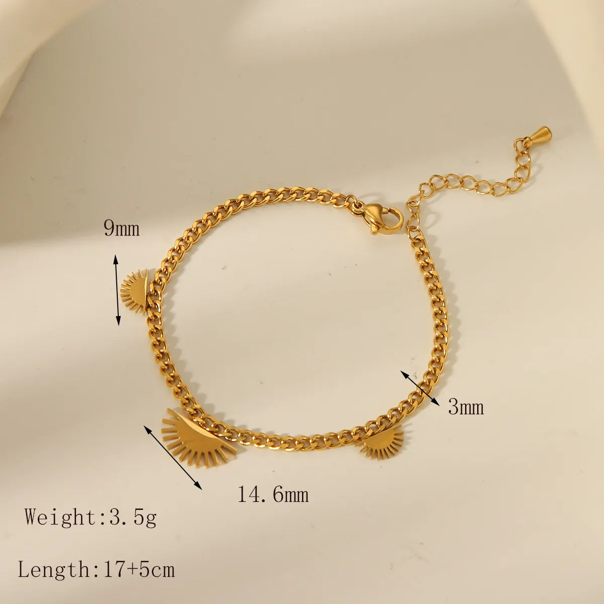 Modern Style Commute Sun Solid Color 304 Stainless Steel 18K Gold Plated Zircon Bracelets In Bulk