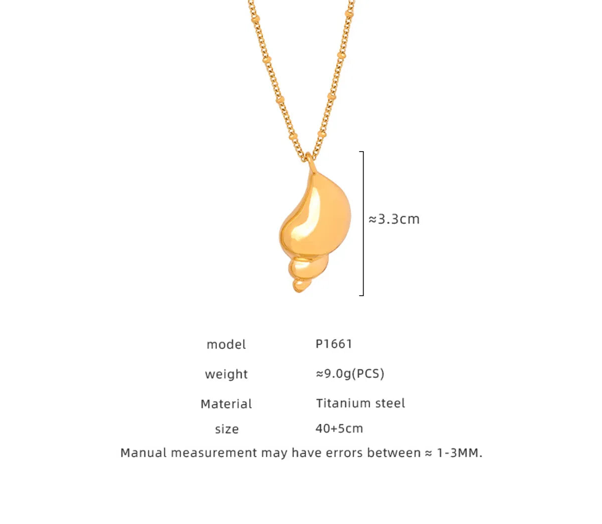 Modern Style Conch Titanium Steel Plating 18k Gold Plated Pendant Necklace