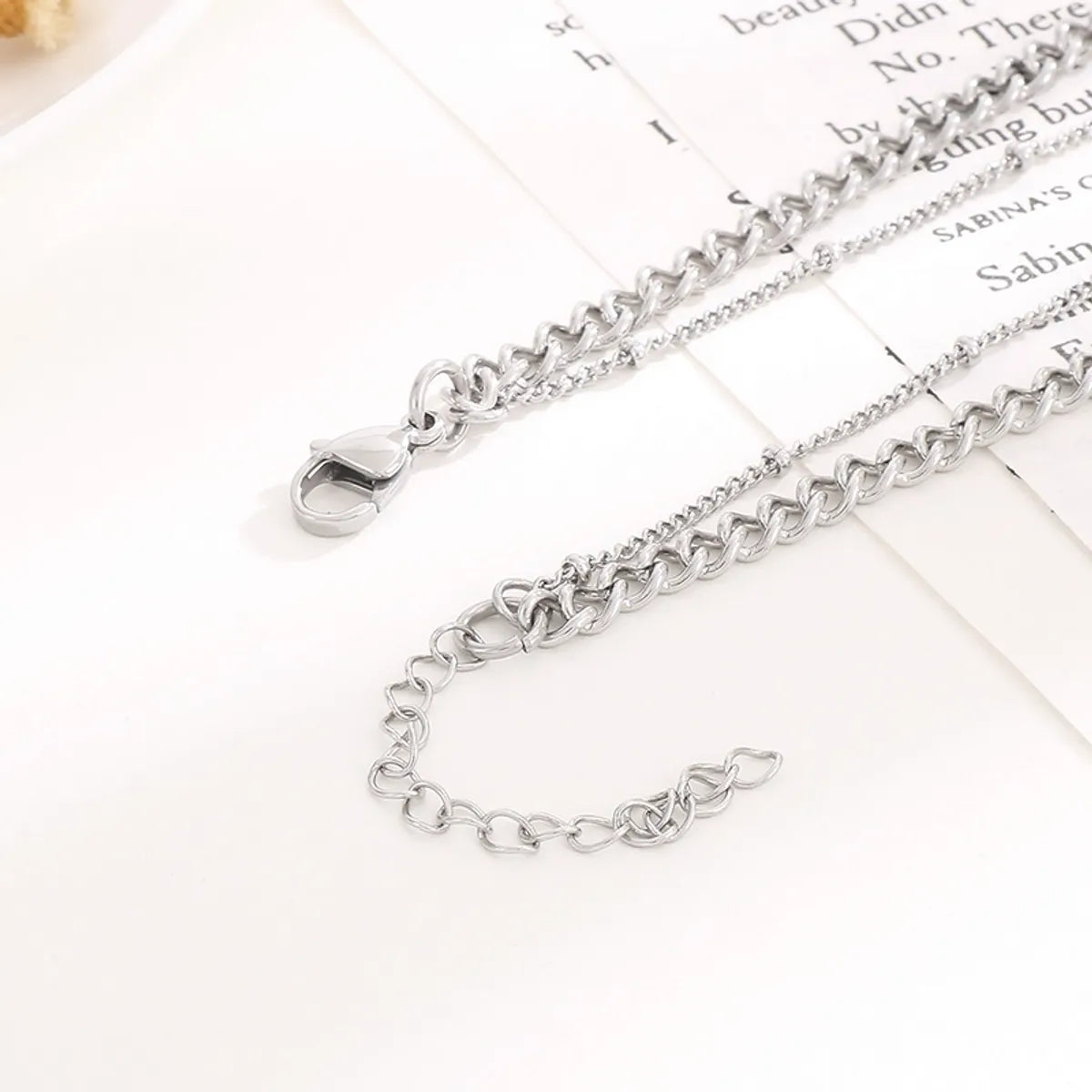 Modern Style Cool Style Heart Shape Stainless Steel Titanium Steel Pearl Plating Hollow Out Layered Necklaces