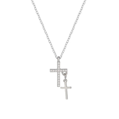 Modern Style Cross Alloy Plating Inlay Artificial Gemstones Women's Pendant Necklace