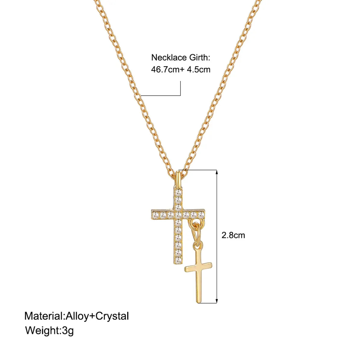 Modern Style Cross Alloy Plating Inlay Artificial Gemstones Women's Pendant Necklace