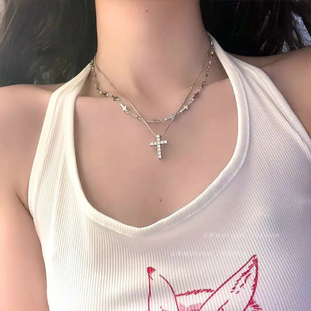 Modern Style Cross Alloy Women's Pendant Necklace